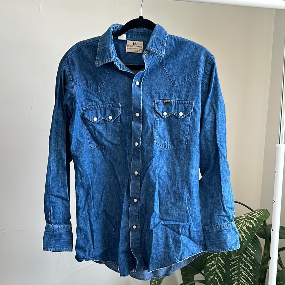 dee cee brand denim pearl snap button down